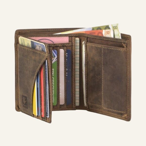 Portefeuille vertical homme en cuir 9x12,5cm marron antique