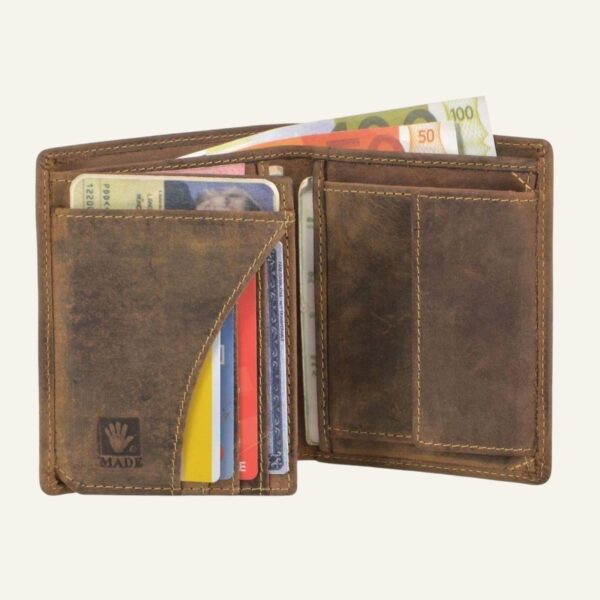Portefeuille vertical homme en cuir 9x12,5cm marron antique