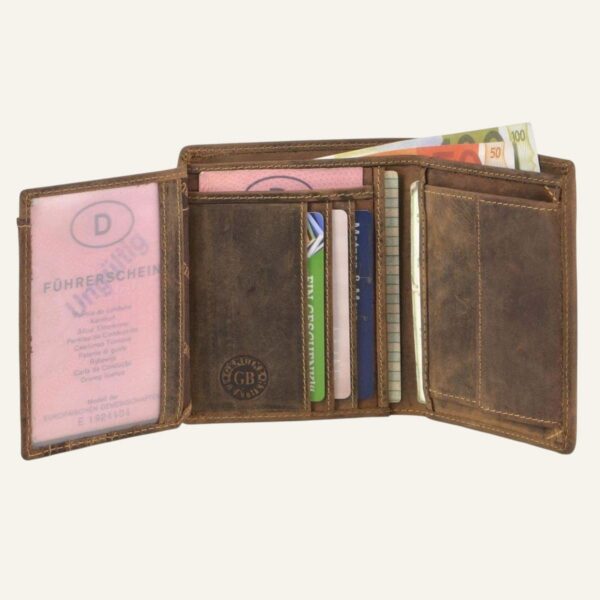 Portefeuille vertical homme en cuir 9x12,5cm marron antique
