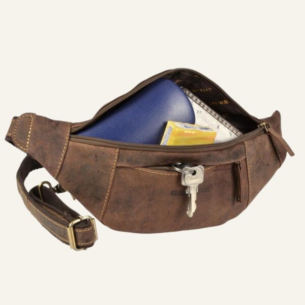 Sac banane en cuir homme - Couleur Marron - 36x12x8cm
