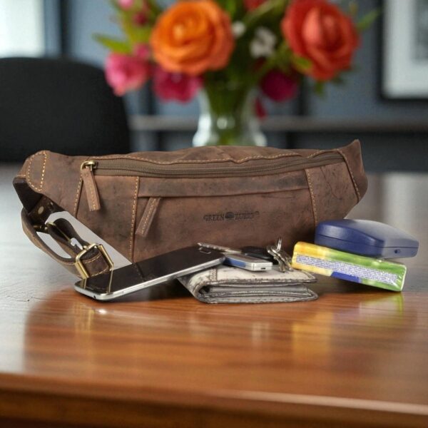 Sac banane en cuir homme - Couleur Marron - 36x12x8cm