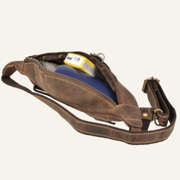 Sac banane en cuir homme - Couleur Marron - 36x12x8cm