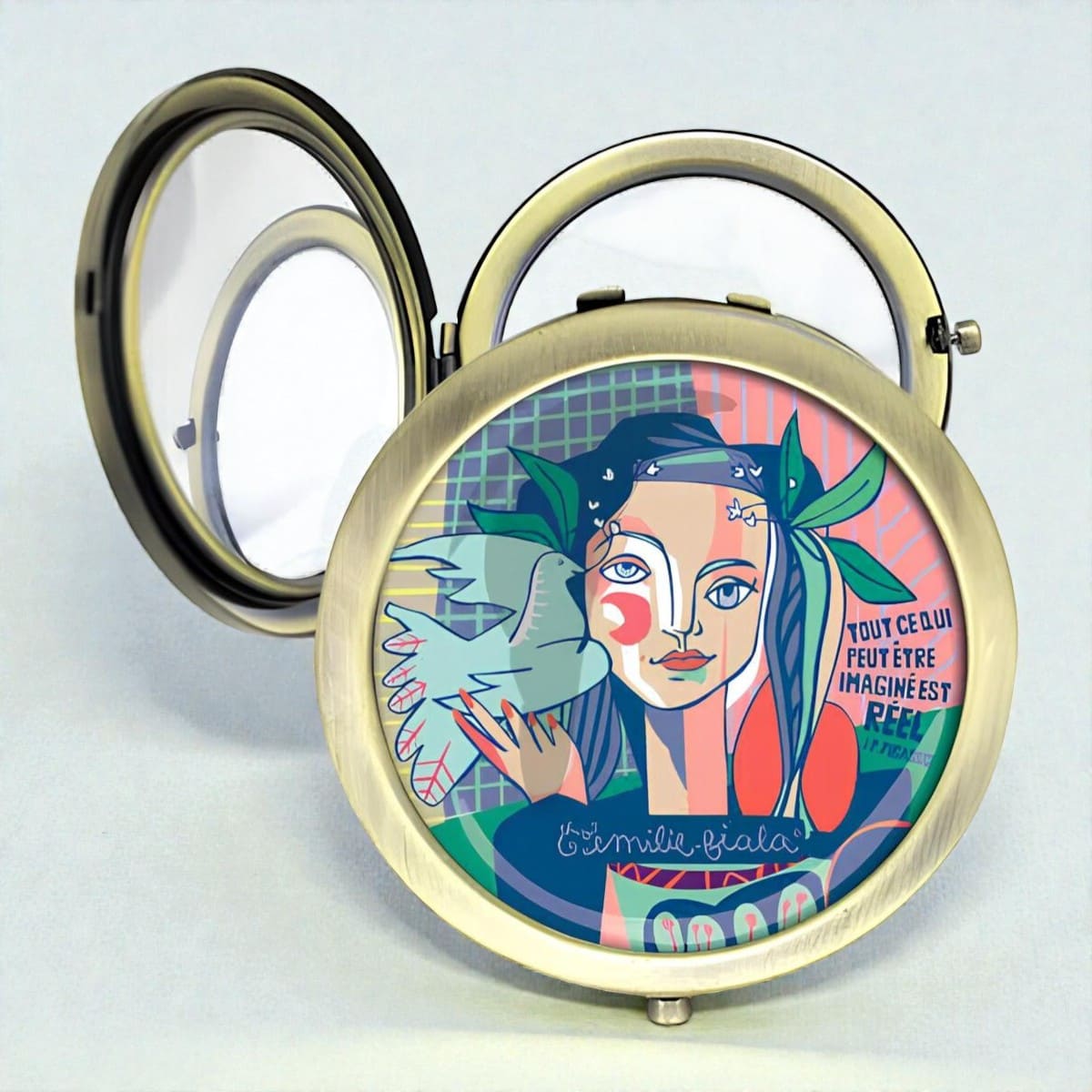 Miroir de poche Picasso 3 Un miroir de poche rond modèle Picasso