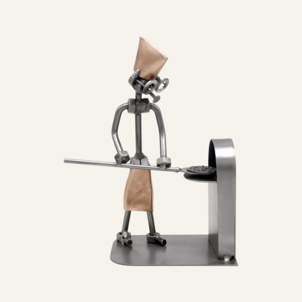 Cadeau pizzaiolo - Figurine pizzaiolo en métal de hauteur 20 cm