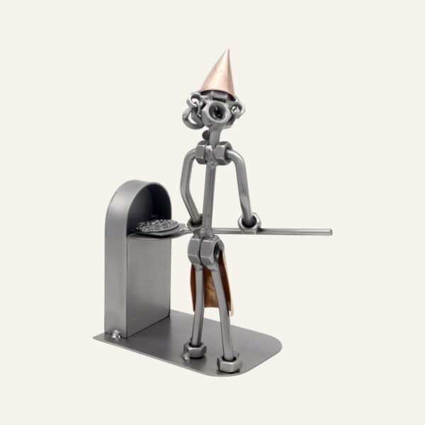 Cadeau pizzaiolo - Figurine pizzaiolo en métal de hauteur 20 cm