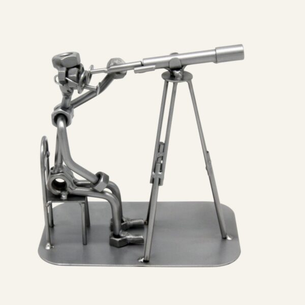 Figurine astronome en métal - Cadeau original astronomie