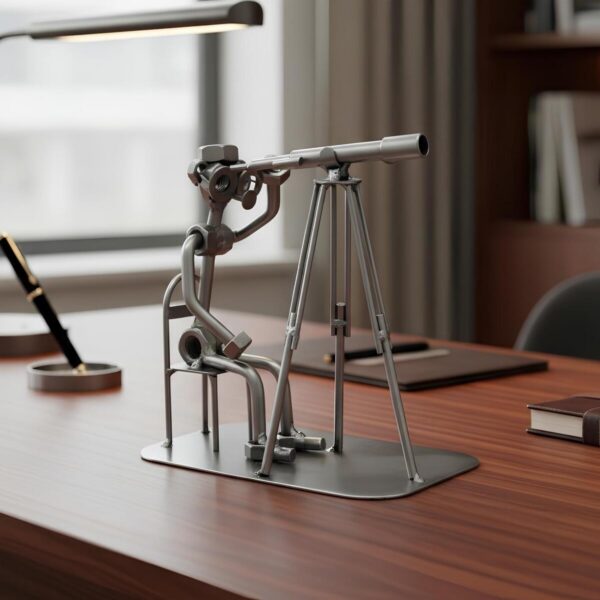 Figurine astronome en métal - Cadeau original astronomie